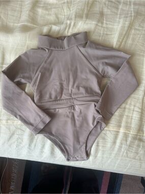 Kids Long Sleeve One-Piece Swimsuit in Beige
